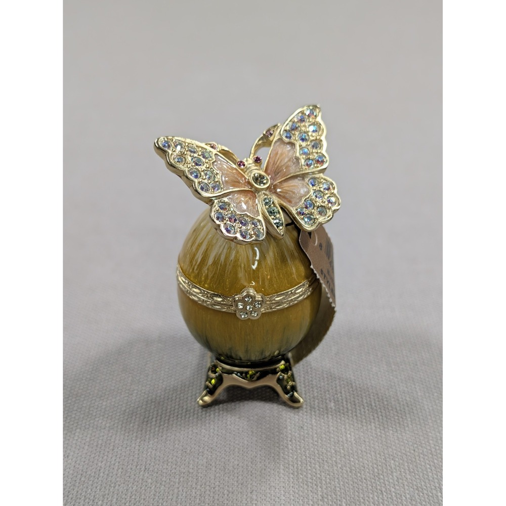 Jay Strongwater Butterfly Egg Trinket Box Enamel Crystal NWT SDH7319281